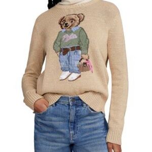 Ralph Lauren Women's Tan Sweater with Bear Motif